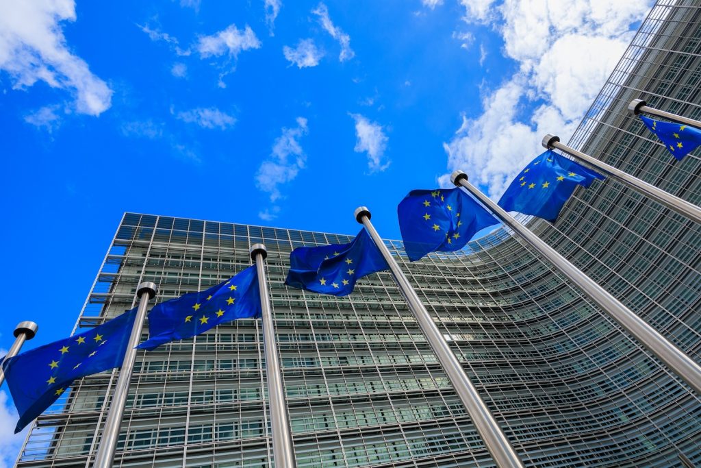 European,Flags,In,Front,Of,The,Berlaymont,Building,,Headquarters,Of