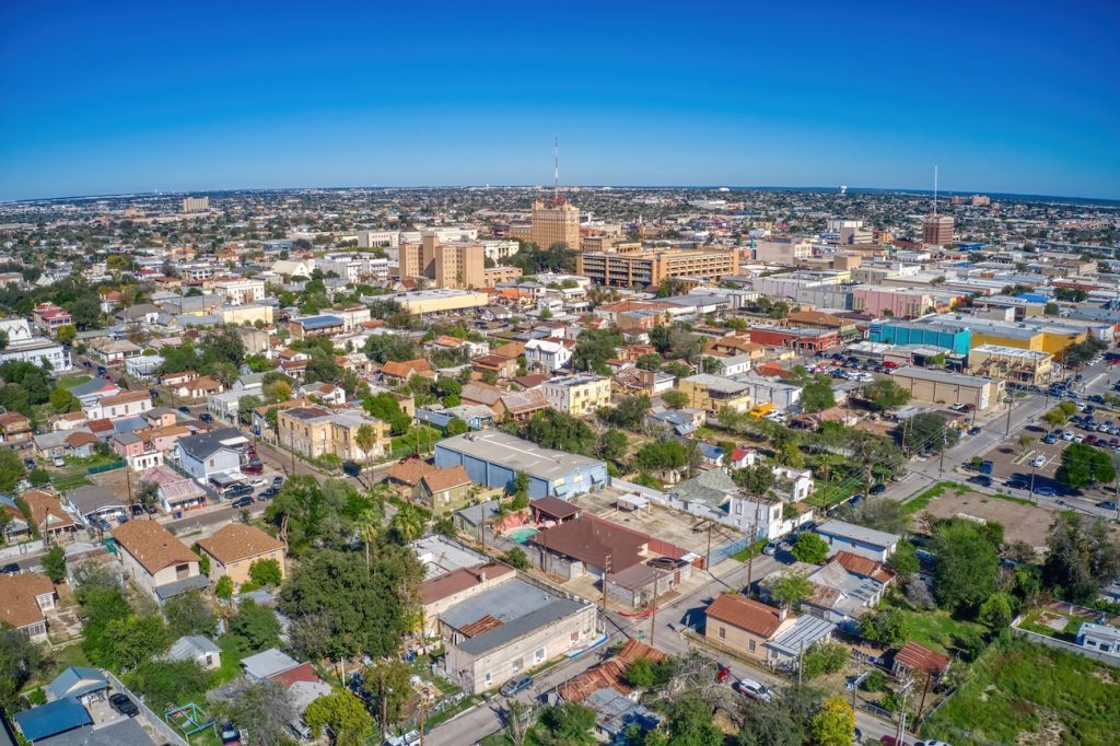 Aerial,View,Of,The,Popular,Border,Crossing,Of,Laredo,,Texas